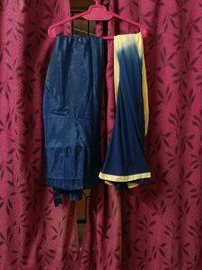 Golden And Blue Anarkali Churidar Set