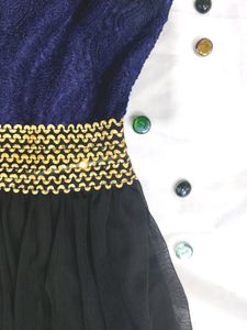 Blue And Black Party Wear Dress Gown