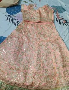 Peach Embroidered Lehenga Set
