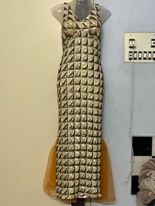 Pintrest Padded Golden Design Sequin Evening Gown