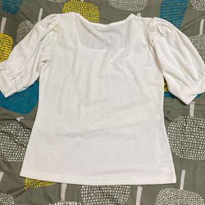 White Puff Sleeves Top