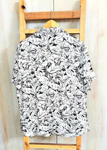 White Printed Cotton Shirt Size-42-44