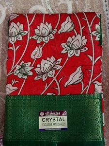 Red Floral Print Saree
