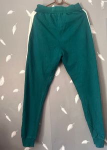 Green Jogger Pants with White Stripe