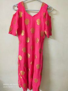 Pink & Gold Print Kurta