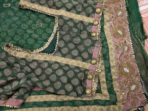 Green Net Saree With Blouse