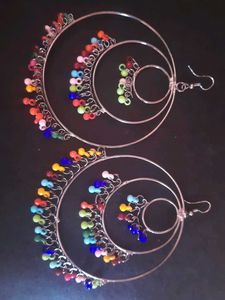 Colorful Beaded Hoop Earrings