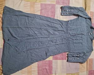 Stylish Plain Grey Kurta Cum Shrug