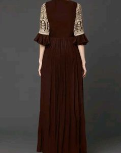 Elegant Brown Embroidered Gown 🤎