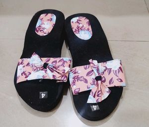 Floral Bow Slide Sandals Never Used