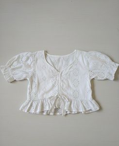 White Floral Eyelet Top