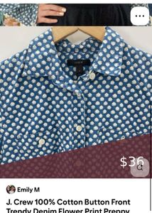 J. Crew 100% Cotton Button Front Trendy Denim Flow