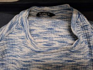 Blue &amp; White Tie-Front T-Shirt