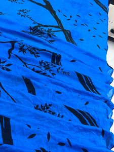 Amazing Blue Tree Print Saree