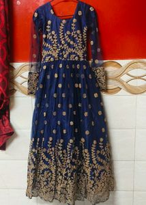 Navy Blue Gown With Duppatta