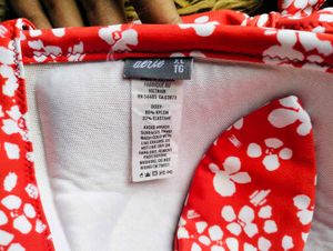 Aerie Red Floral Bikini Top – Size XL