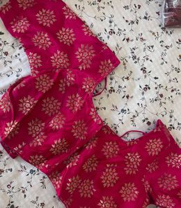 Pink Floral Blouse & Fabric Set