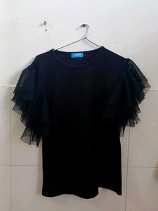 Stylish Black Flared Sleeve Top – Elegant & Trendy