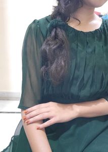 Elegant  Dark Green Maxi Dress xl gown Georgette