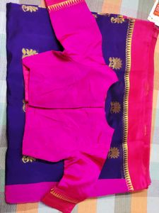 Cotton Silk Saree With Stitched Blouse