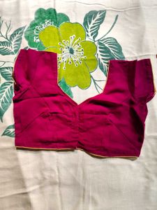 Purple Floral Embroidered Saree with Blouse