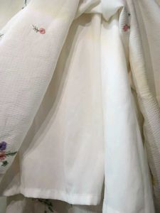 Floral Embroidered White Dress With Lining (Astar)