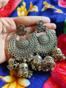Silver Jhumka Earrings