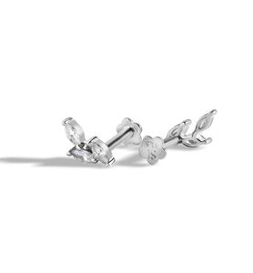 Leaf Design Silver Stud Earrings