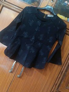 Black Colour Long Sleeve Top