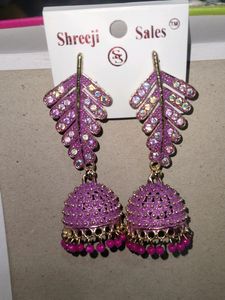 Leave Pattern Jhumkhas Earing