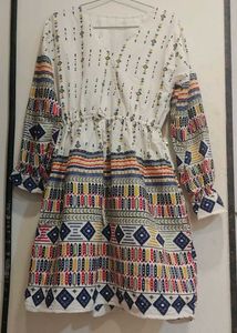 Patterned White Dress