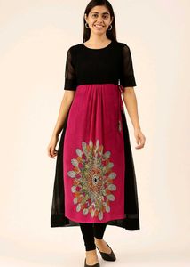 Pink & Black Kurta