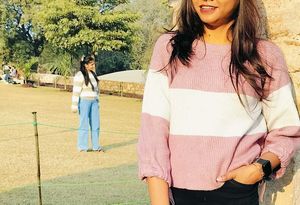 Striped Knit Pullover Sweater