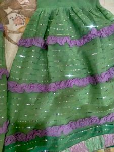 Lavender And Light Green Sharara Set