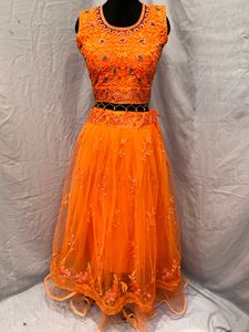 Orange Crop Top ,choli Lehenga