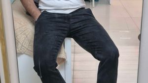 Crimson Club Black Straight-Fit Trousers Size 32