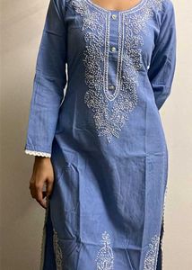 Cotton Blue Suit Set ( 2 Pcs )