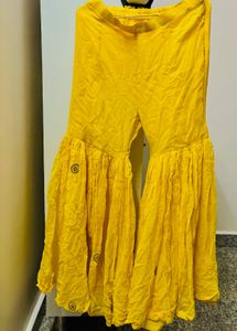 Yellow Embellished Blouse And Sharara Pants