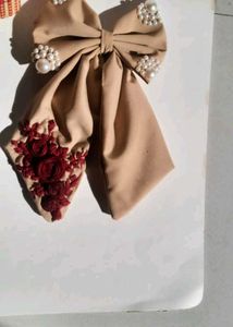 beautiful hand embroidery pearls bow
