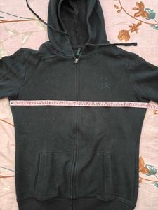Benetton Black Zip-Up Hoodie