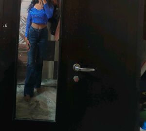Blue Lace Blouse Top