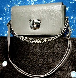 Gray Crossbody Bag w/ Bear