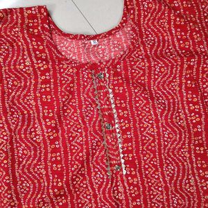 Red Printed Kurta