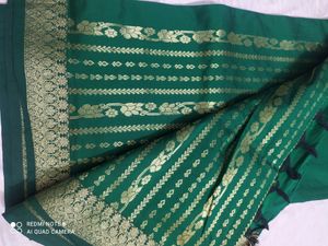 Bottle Green Semi Silk Saree