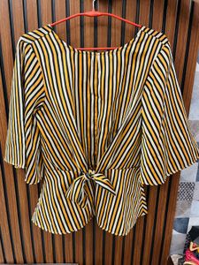 Striped Tie-Front Top
