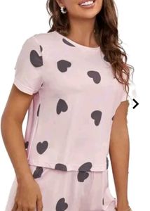 Cute Heart Pink Lounge Shorts Night Suit