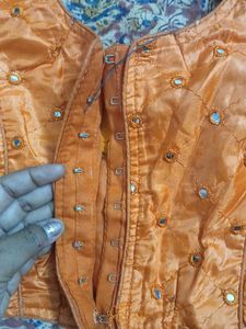 Orange Embellished Sari Blouse