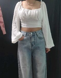 Off-Shoulder Ruffle Crop Top