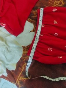 Red Embroidered Kurta Set