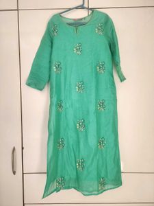 Green Embroidery Kurta